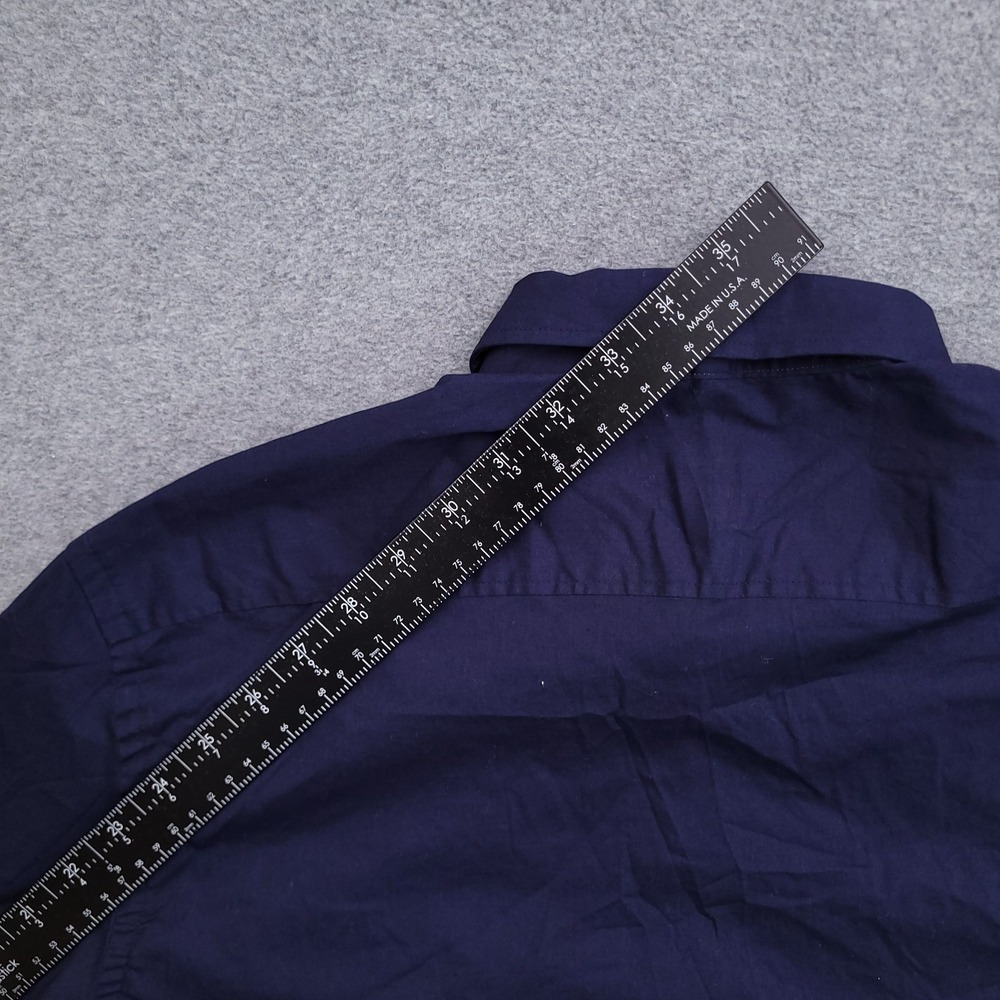 Burberry Button Up Shirt Mens Large Navy Blue Nova Check Flip Cuff Slim Fit - Picture 10 of 11